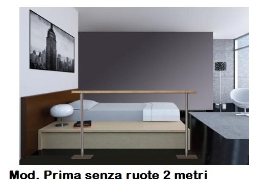 Sbarra Danza Mod.prima Senza Ruote - Base In Acciaio Mobile Con 1 Sbarra In Legno Da 2 M Cod.30591321 Dinamica Ballet