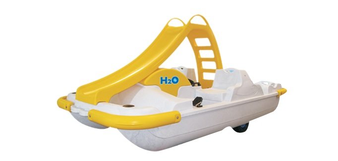 Pedalo' H20 Versione Deluxe Con Scivolo, Scaletta, Parabordo E Ruote