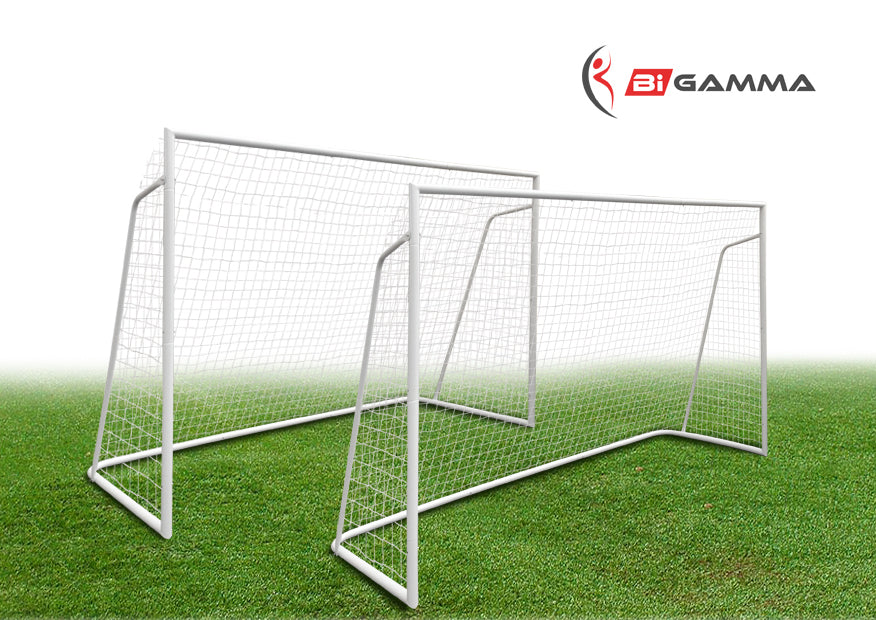Set di 2 porte da calcio regolamentare a tubi maggiorati da 50 mm mod. ULTRA BIG CHAMP misure regolamentari 3 x 2 metri - BIGAMMA