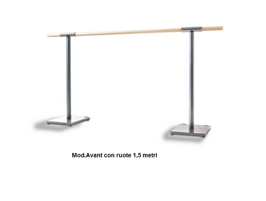 Sbarra Danza Mobile Mod. Avant Con Ruote Con Una Sbarra In Legno Di Pino Lunghezza 1,5 Metri - Base In Acciaio Cod.30591723 Dinamica Ballet