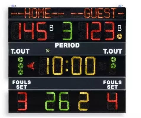 Tabellone Elettronico Segnapunti 200x180x9cm. Omologato Fiba - Versione Con Scritte Fisse: Locali-ospiti Indicato Per Pallacanestro (basket), Calcio A 5 (futsal), Pallavolo (volley), Tennis. Fs-130 Art.242