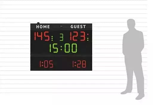 Tabellone Segnapunti Multisport - Pallacanestro, Pallavolo, Calcio A 5, Pallamano, Pallanuoto,ping Pong, Pugilato, Hockey Su Ghiaccio E Pista, Badminton Cod.fc54h20 Art.3045420 - 140x108x9cm Omologato Fiba