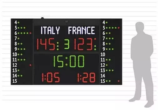 Tabellone Segnapunti Multisport Con Pannelli Laterali Per Il Numero E Falli Di 12 Giocatori, Cod.fc54h25n12a1 Art.3045425n12a1 Omologato