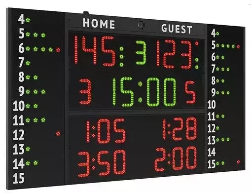 Tabellone Segnapunti Multisport Per Palestre E Palazzetti Sportivi Di Medie Dimensioni, Con Pannelli Laterali Per Il Numero E Falli Di 12 Giocatori.adatto Per Pallacanestro, Pallavolo, Calcio, Calcio A 5 Cod.fc56h25-12a1 Art.3045625-12a1