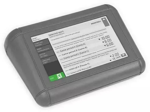 Console 700 Art.308-1 Console Touchscreen Multisport Di Facile Utilizzo Per La Gestione Di Segnapunti Elettronici Delle Serie Fc, Fs, Fw, Tm, Fos. Funzionamento Via Radio O Via Cavo. Batteria Interna Con Durata Tipica Di 14 Ore.