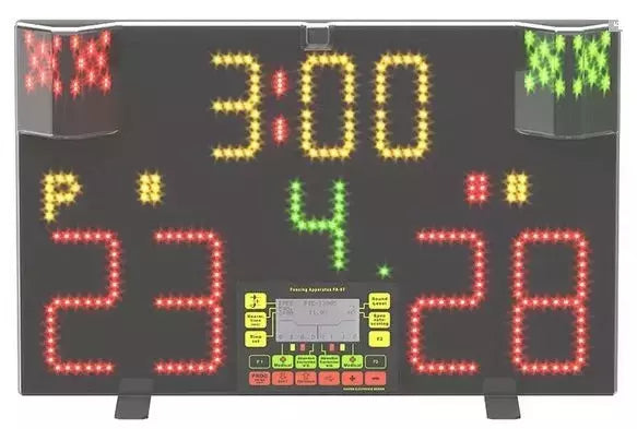 Apparecchio Per Scherma Multifunzione Con Contastoccate, Cronometro, Numero Match, Cartellini Gialli E Rossi, Ecc. Cod.fa-07 Art.940 Omologato Fie