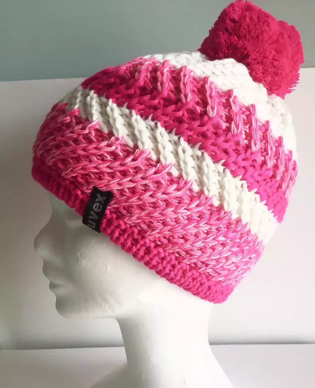 Cappello Lana Fucsia/bianco Con Pon Pon Interno In Pile Cod.uv17-2d Uvex