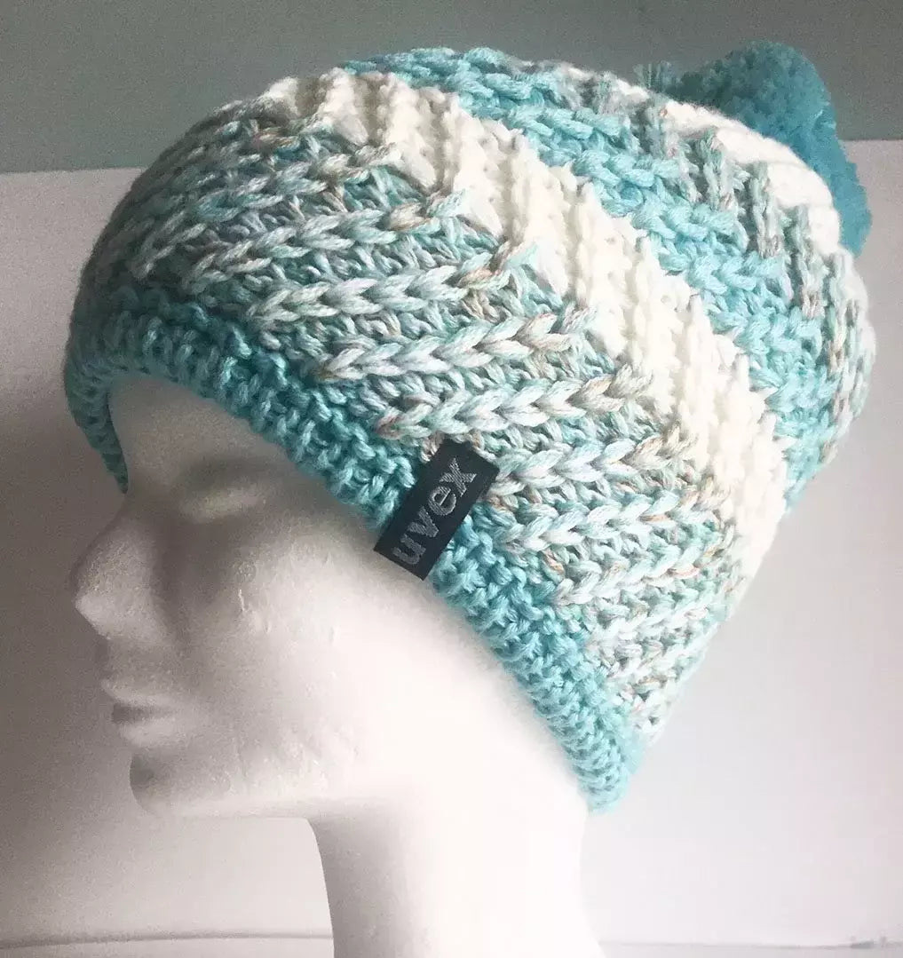 Cappello Lana Celeste/bianco Con Pon Pon Interno In Pile Cod.uv17-2a Uvex