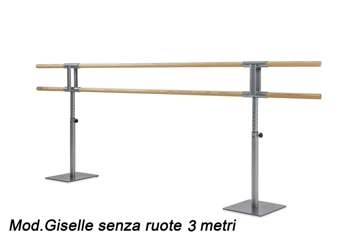 Sbarra Danza Mod.giselle Senza Ruote Base In Acciaio Mobile Con Doppia Sbarra Da 3 Metri - 10 Altezze Regolabili Cod.30592021 Dinamica Ballet