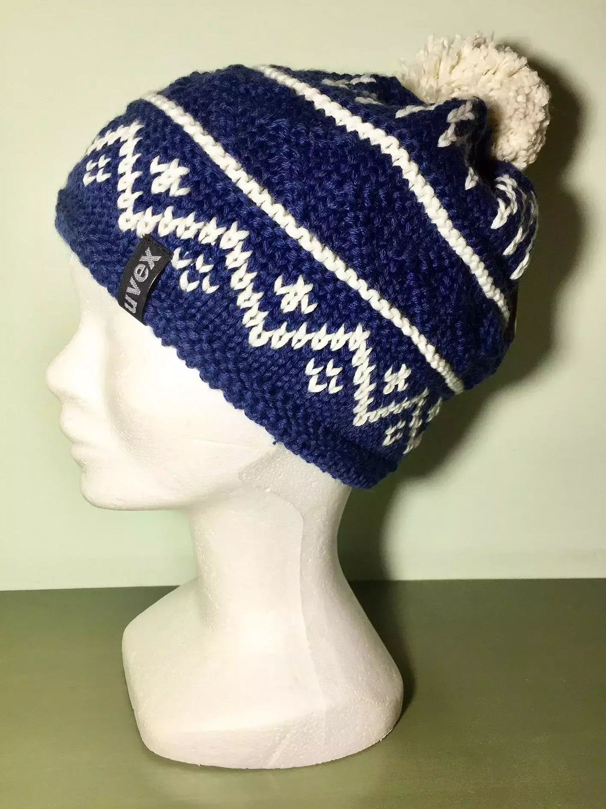 Cappello Lana Blu/bianco Con Pon Pon Interno In Pile Cod.uv18-7n236 Var 4 Uvex