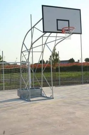 Ab1300/2 Mezzo Impianto Basket Olimpionico Sbalzo 220 Cm Traliccio con Ruote e Portazavorra