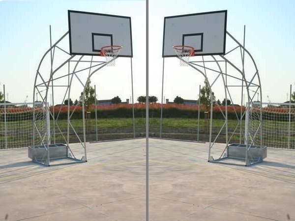 Ab1300/2 Mezzo Impianto Basket Olimpionico Sbalzo 220 Cm Traliccio con Ruote e Portazavorra