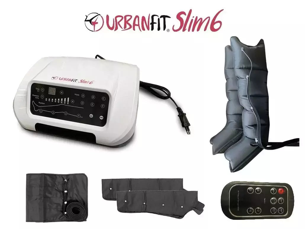 Slim 6 Apparecchio Pressoterapia Con 6 Programmi + 2 Gambali + 2 Bracciali + Fascia Addominali/glutei + Con Telecomando (Full Pack)URBAN FIT