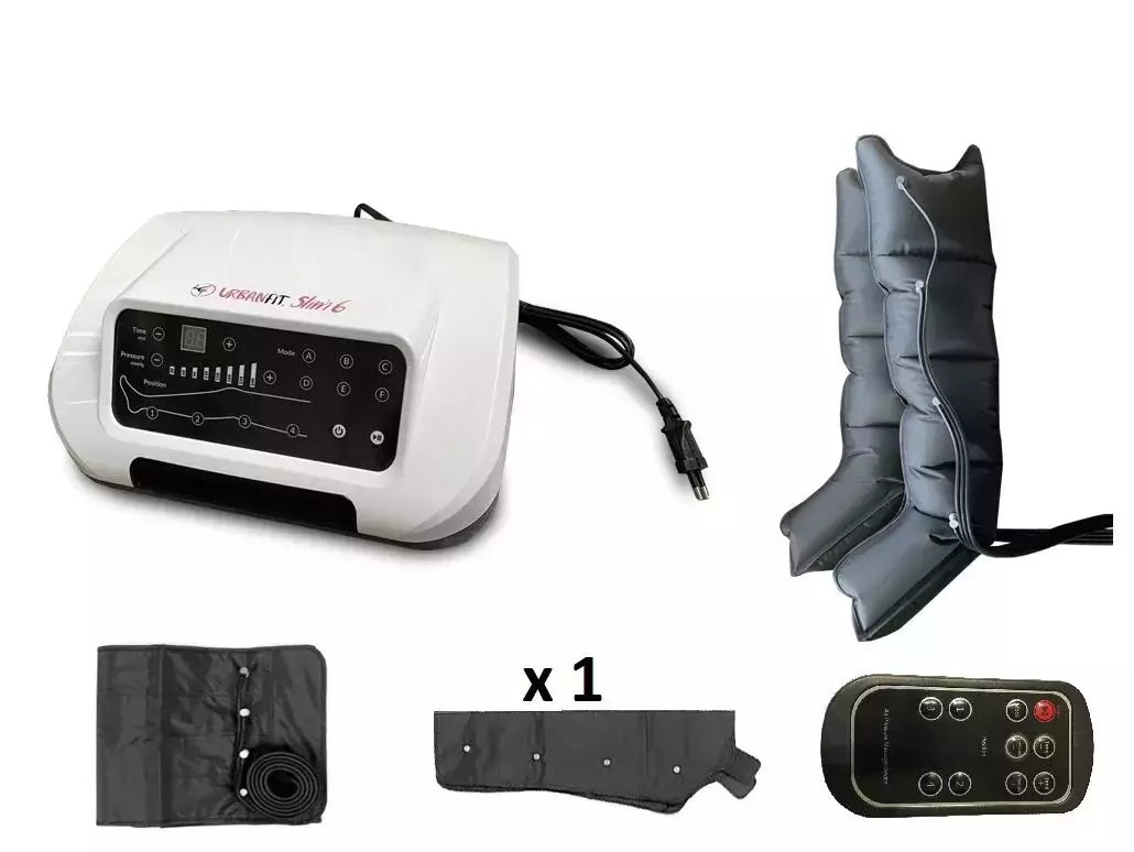 Slim 6 Macchinario Pressoterapia Con 6 Programmi + 2 Gambali + Fascia Addominali/glutei + 1 Bracciale + Con Telecomando - Apparecchio Pressomassaggio URBAN FIT