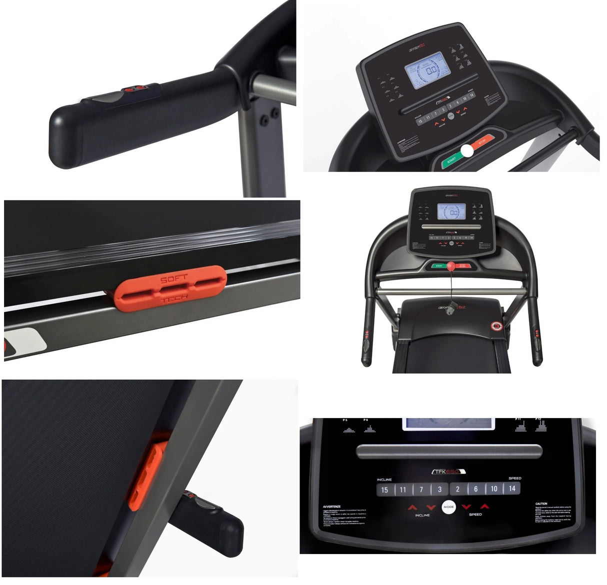 Tapis Roulant TFK-650 HRC con Inclinazione Elettrica Linea Everfit Peso utente max 120 kg Piano corsa 141 x 48 cm VELOCITA’ : 1 – 18 KM/H Tappeto Elettrico Palestra