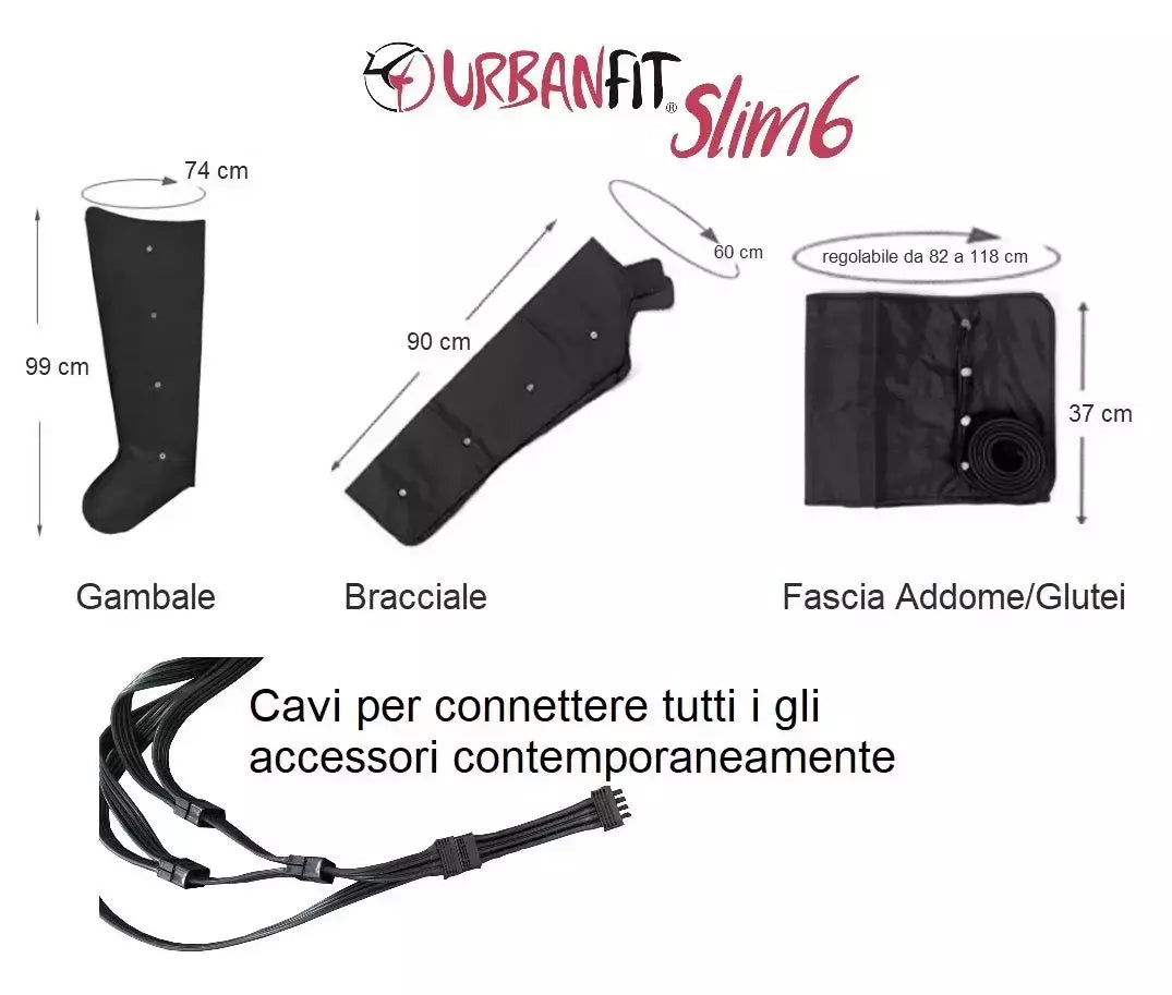 Slim 6 Apparecchio Pressoterapia Con 6 Programmi + 2 Gambali + Con Telecomando - URBAN FIT