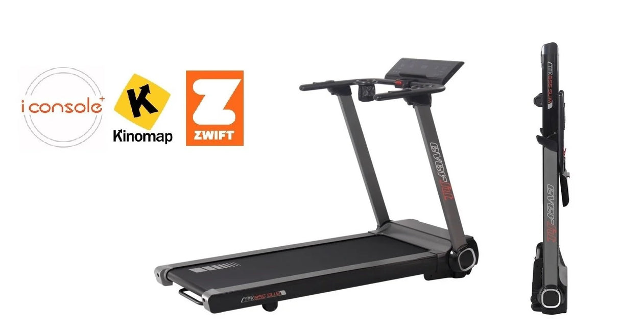 Tapis Roulant TFK-855 SLIM HRC Salvaspazio Inclinazione Elettrica -APP Ready 3.0- Linea Everfit tfk 855 Salva Spazio Velocità; 0,8 - 20,0 Km/h Piano di corsa 51 x 140 cm Peso max utente 120 kg Tappeto Elettrico Palestra