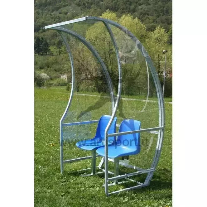 Af1504/2 Panchina Allenatori Lunghezza 1 Metro ( 2 Posti) Panchina Da Calcio Con Copertura In Policarbonato Trasparente Tetto Curvo Seduta In Scocche Di Pvc