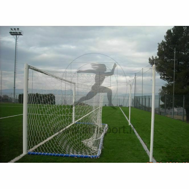 Af1470/ps Coppia Porte Calcio In Alluminio Regolamentari con Palo Staccato M.7,32x2,44 Certificata Tuv Secondo Norma Uni En 748