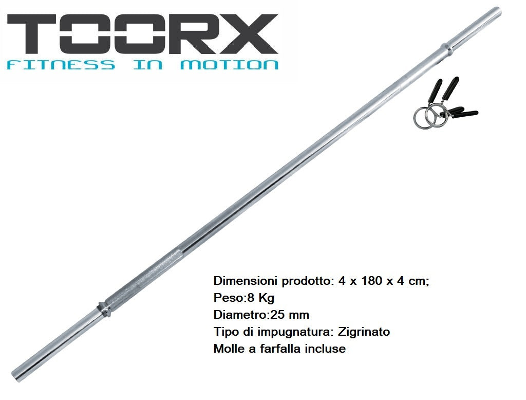 Bilanciere Cromato 180 cm. Chiusura Molla Linea Toorx cod. BCF-180