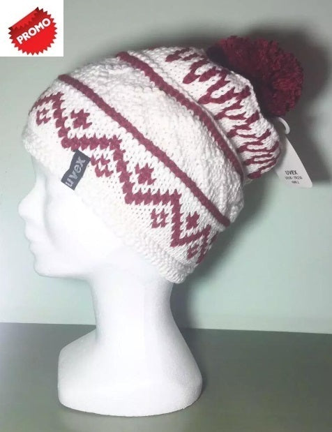 Cappello Lana Bianco/bordeaux Con Pon Pon Interno In Pile Cod.uv18-7n236 Var 1 Uvex
