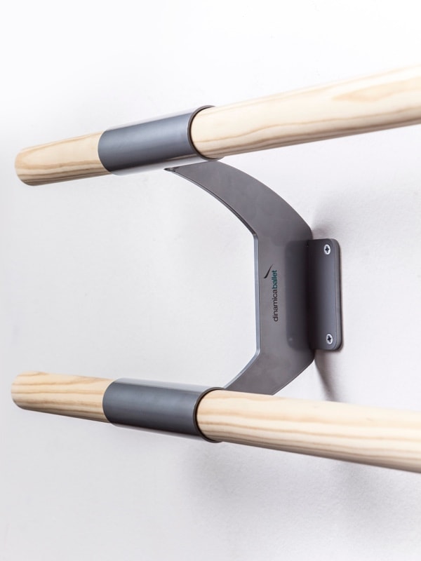 Supporto Sbarra da danza fissa a parete Arabesque Doppia color argento Dinamica Ballet Cod. 30590321 (sbarra non inclusa)