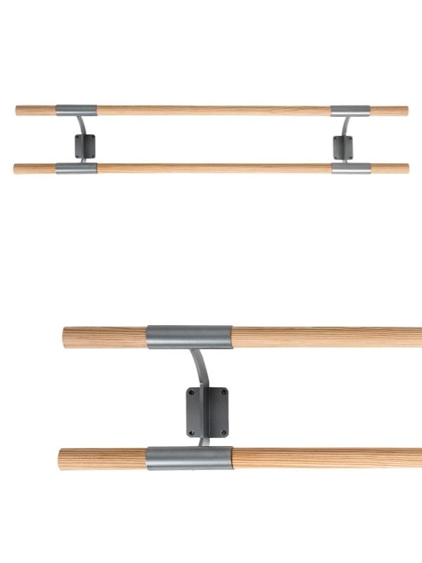 Supporto Sbarra da danza fissa a parete Arabesque Doppia color argento Dinamica Ballet Cod. 30590321 (sbarra non inclusa)