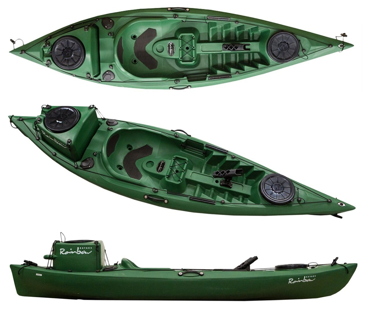 Rainbow Easy Expedition Fishing Con Gavone + 3 Portacanne + Bidone Stagno - Kayak 295 Cm