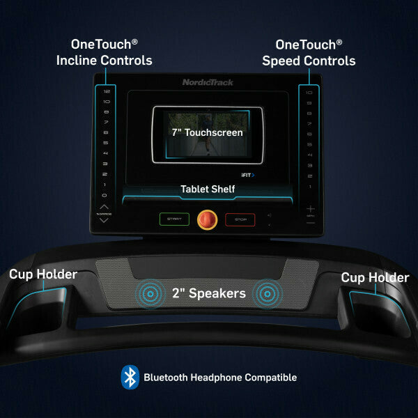 Promo EXP7i con App Ifit integrata - TAPIS ROULANT NORDICTRACK piano corsa 140 x 51 cm - peso max utente 135 kg COD.NTL10423-INT- Schermo touchscreen inclinabile da 7"