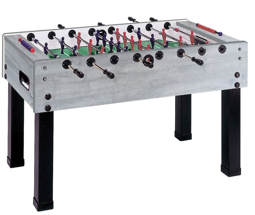 Calciobalilla G500 Rovere Grigio con Aste Rientranti, piano gioco vetro - biliardino Garlando con 50 Palline in omaggio cd. G500GRRCVL.
