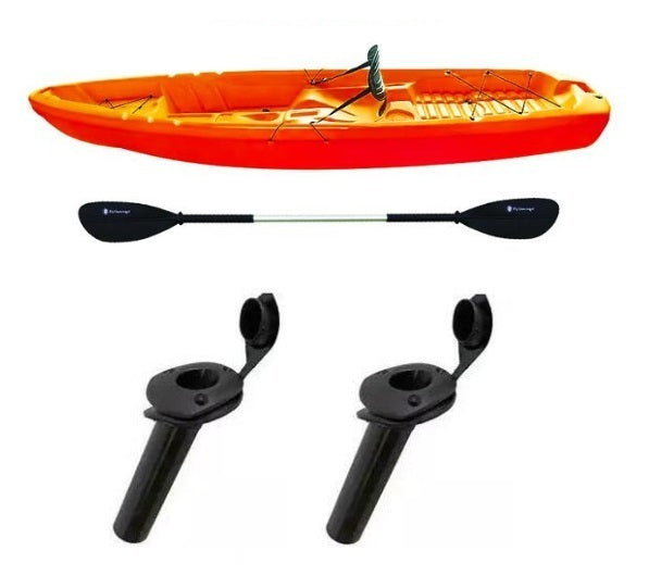 kayak fishing canoa GIL 2.0 BIG MAMA KAYAK canoa monoposto da 254 cm + 2 p.canne interni + seggiolino + pagaia - ARANCIO