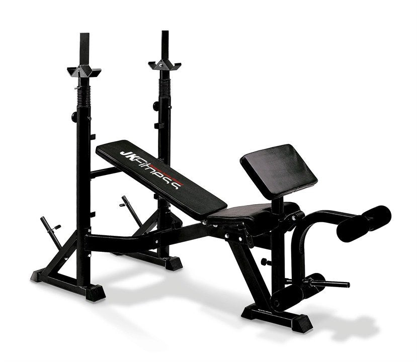 Panca Regolabile Con Porta Bilanciere Professionale Jk 6070 Jk Fitness Cod. Jk6070 Esercizi; Preacher Curl, Curl, Leg Extension, Bench Press, Leg Curl, Butterfly, Addominali