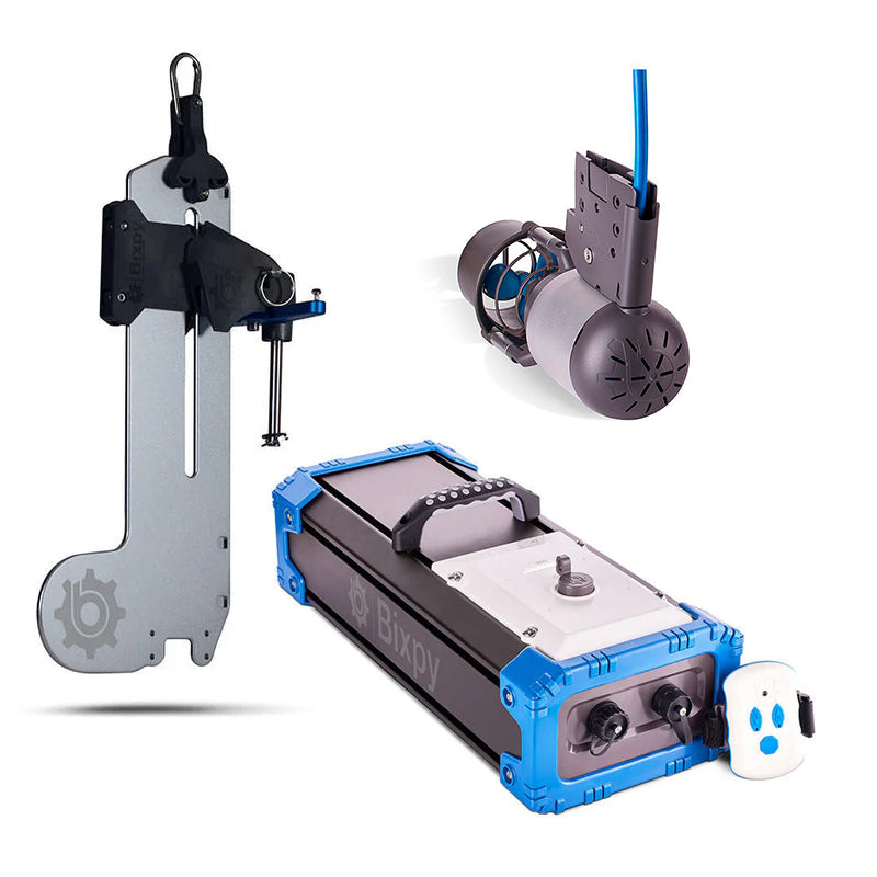 motore elettrico per kayak Bixpy K1 Angler PRO Kit Outboard con batteria inclusa PP-768 Wh + Adattatore Bixpy Eddyline Versa Rudder