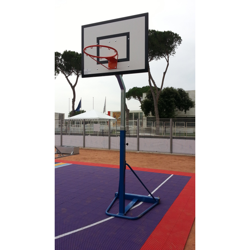 ab1298/2 Mezzo impianto basket-minibasket trasportabile con ruote, modello "Hobby", monotubolare