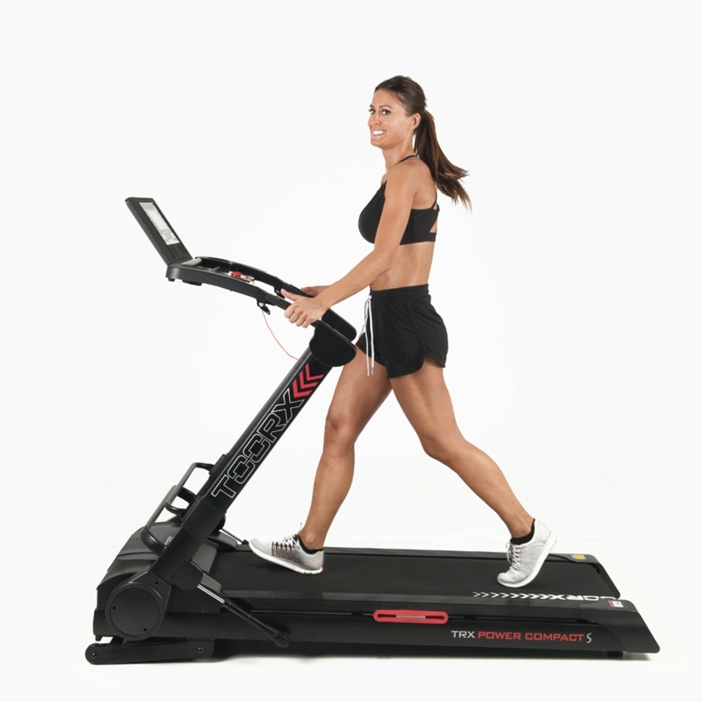 Trx-power Compact S Hrc Tapis Roulant Salvaspazio Inclinazione Elettrica Fascia Cardio Inclusa App Ready 3.0 Compatibile Iconsole + Kinomap E Zwift - Piano Corsa 132 X 47 Cm - Velocita' 20 Km/h - Peso Max Utente 135 Kg Toorx