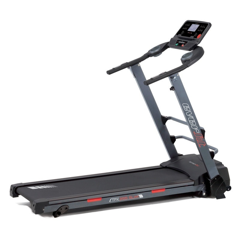 Promo Tapis Roulant TFK-355 SLIM Ultracompatto Salvaspazio Inclinazione Manuale Velocità; 0,8 - 14,0 Km/h Piano di corsa 42,5 x 127 cm Peso max utente 100 kg Linea Everfit Tappeto Elettrico Palestra