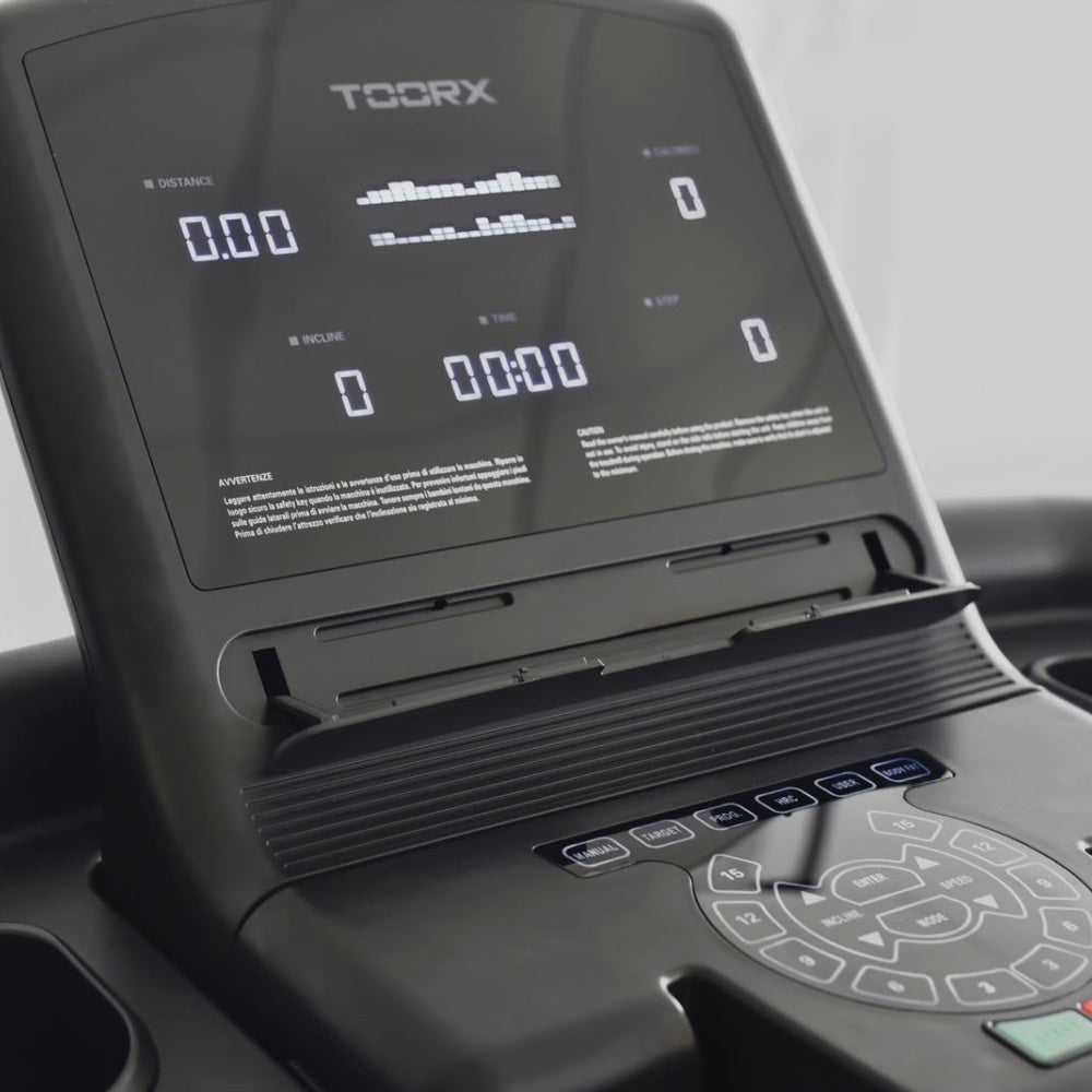 Treadmill Salvaspazio Tapis Roulant Experience Plus Hrc Ready 3.0 Toorx - Inclinazione Elettrica Motore AC e Fascia Cardio Inclusa - Velocità 1,0 - 22,0 Km/h Piano Corsa 150x51 cm - Utente 130 kg - Tappeto Elettrico Palestra