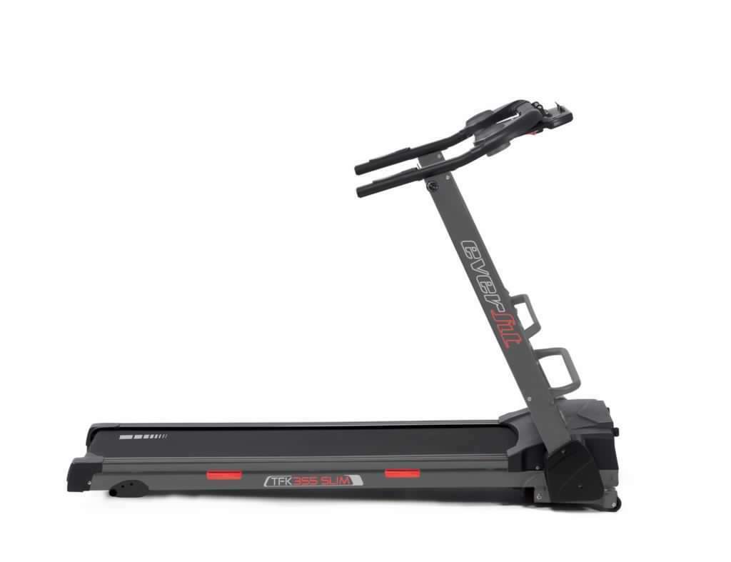 Promo Tapis Roulant TFK-355 Slim Ultracompatto Salvaspazio Inclinazione Manuale Velocità; 0,8 - 14,0 Km/h Piano corsa 42,5 x 127 cm Peso max utente 100 kg Linea Everfit Tappeto Elettrico Palestra