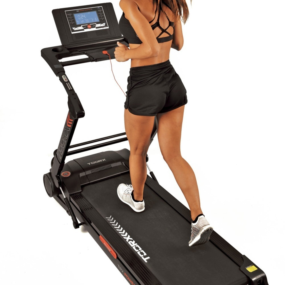 Trx-power Compact S Hrc Tapis Roulant Salvaspazio Inclinazione Elettrica Fascia Cardio Inclusa App Ready 3.0 Compatibile Iconsole + Kinomap E Zwift - Piano Corsa 132 X 47 Cm - Velocita' 20 Km/h - Peso Max Utente 135 Kg Toorx