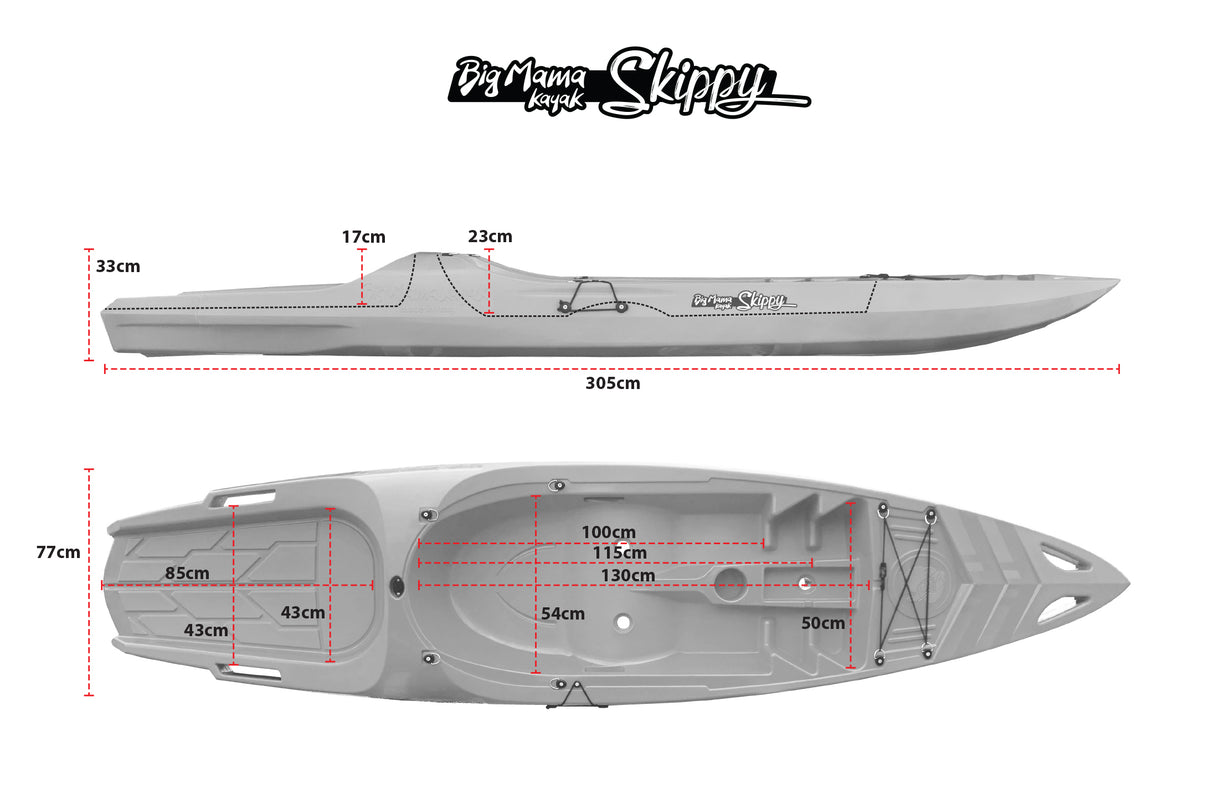 KAYAK MONOPOSTO SKIPPY 2.0 EXPEDITION BIG MAMA KAYAK 305 CM CON 1 POSTO ADULTO + 1 POSTO BAMBINO + 1 PAGAIA (PACK 1)