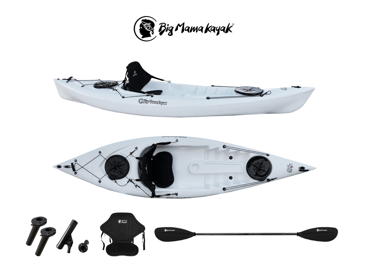 KAYAK MONOPOSTO PRIVAT 2.0 FISHING BIG MAMA KAYAK - CANOA DA 295 CM + 2 GAVONI + 3 PORTACANNA + 1 PAGAIA + 1 SEGGIOLINO (FULL PACK)