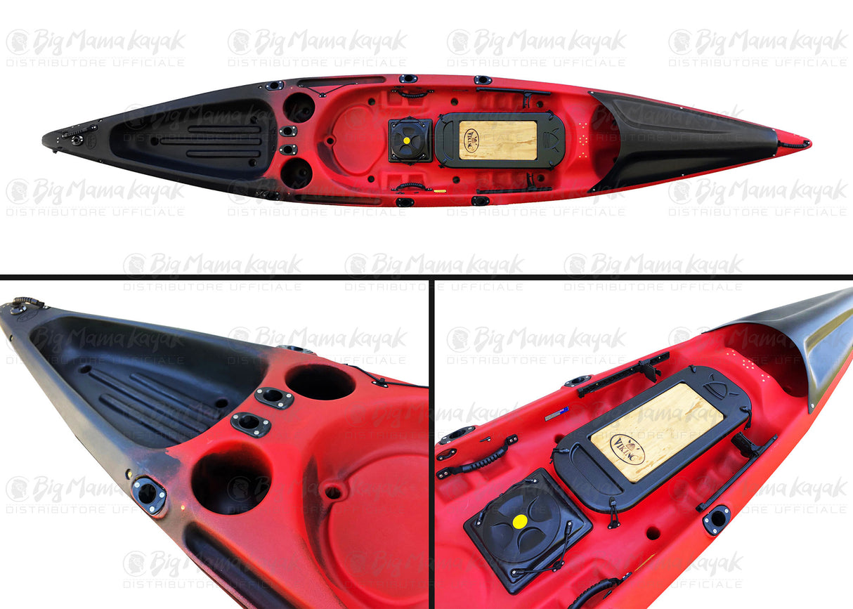 KAYAK PROFISH 440 LUNGHEZZA 437 CM - VIKING KAYAKS INCLUSO SEGGIOLINO E PAGAIA COLORE ROSSO