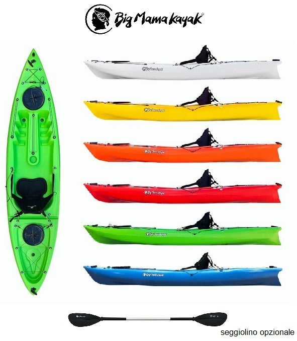 ACQUAPRIMA BIG MAMA KAYAK - CANOA MONOPOSTO DA 310 CM + 2 GAVONE + 1 SEGGIOLINO + 1 PAGAIA (FULL PACK)