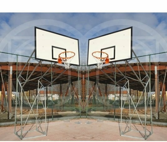 Ab1300 1 Coppia Impianto Basket Olimpionico a Traliccio con Sbalzo 220 cm.