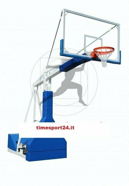 Ab1804 Impianto Basket Oleodinamico Manuale Tabelloni in Cristallo Sbalzo 230 cm. Omologato Tuv