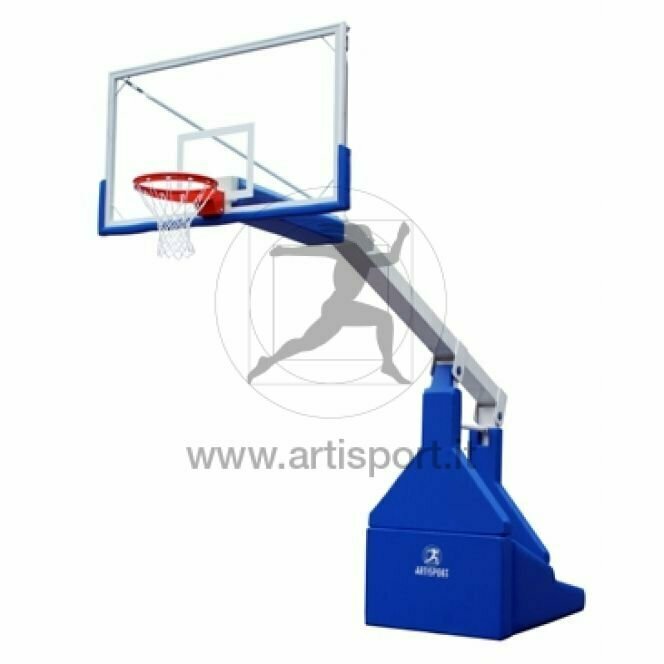 Ab1808 Impianto Basket Oleodinamico/manuale Con Tabelloni In Cristallo Sbalzo Cm.330 Omologato Tuv
