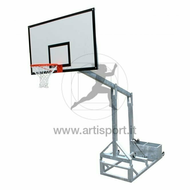 Ab1300/4 1 Coppia Impianto Basket Richiudibile, Trasportabile, Sbalzo 165 cm. Chiusura a Cremagliera