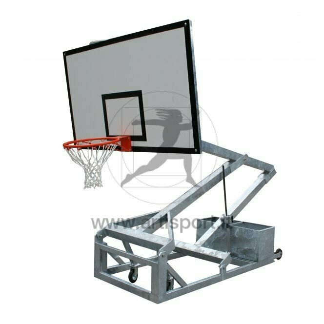 Ab1300/4 1 Coppia Impianto Basket Richiudibile, Trasportabile, Sbalzo 165 cm. Chiusura a Cremagliera