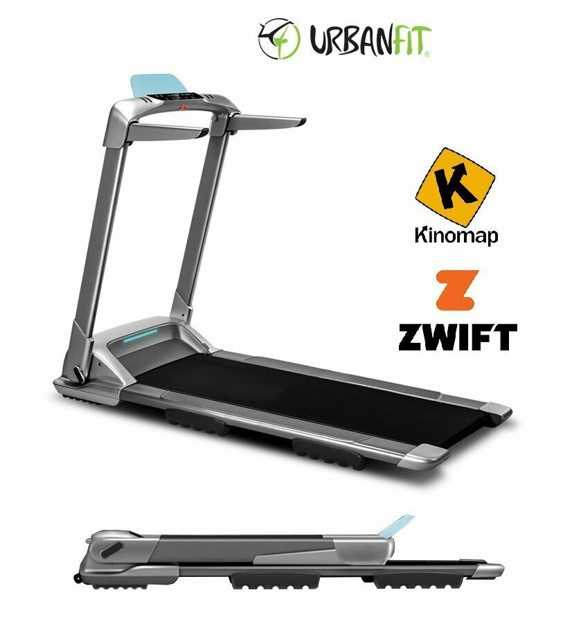 Super Soft Urban Fit Tapis Roulant Slim Richiudibile Compatto In Soli 21 Cm- Vel. 14km/h Autolubrificante- Super Ammortizzato Versione Bluetooth Compatibile Zwift E Kinomap Nastro di corsa: 125 x 43 cm Velocità da 1 a 14 km/h. Peso massimo 100 kg