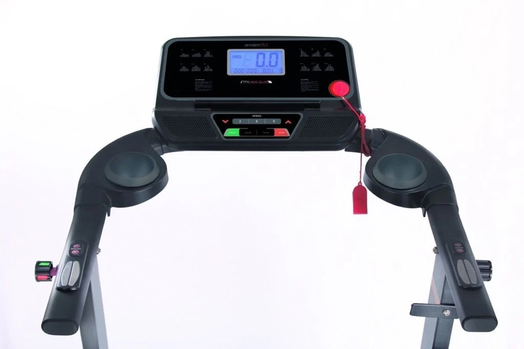 Promo Tapis Roulant TFK-355 SLIM Ultracompatto Salvaspazio Inclinazione Manuale Velocità; 0,8 - 14,0 Km/h Piano di corsa 42,5 x 127 cm Peso max utente 100 kg Linea Everfit Tappeto Elettrico Palestra